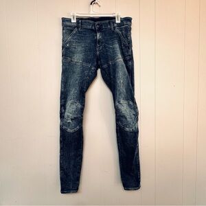 G-Star RAW 5620 3D Super Slim Jeans Men’s Medium Blue Distress Acid Wash 34